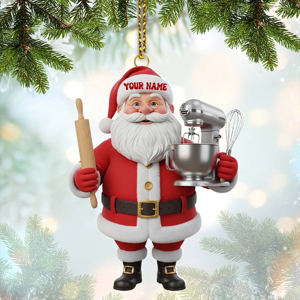 Santa Chef, Home Decor, Christmas Ornament, Personalized Ornament