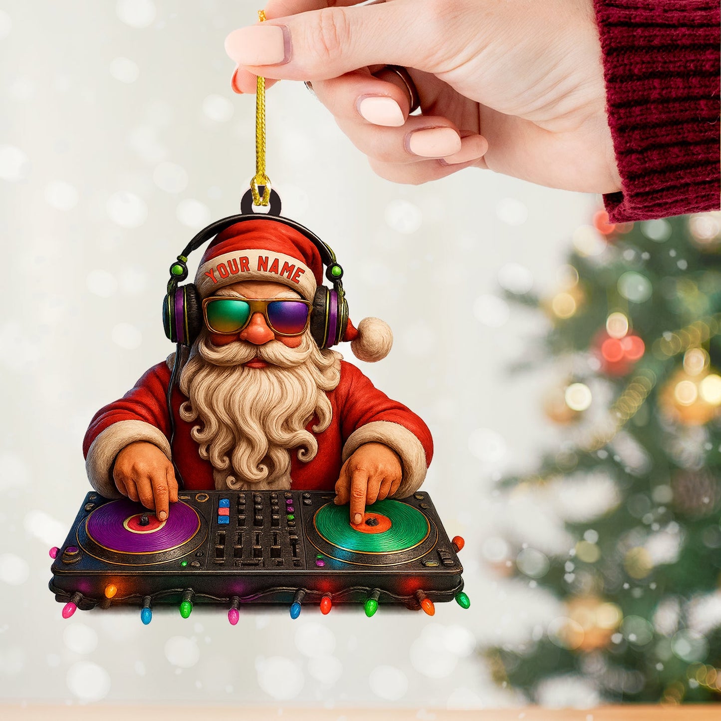 Santa DJ Christmas, Home Decor, Christmas Ornament, Personalized Ornament