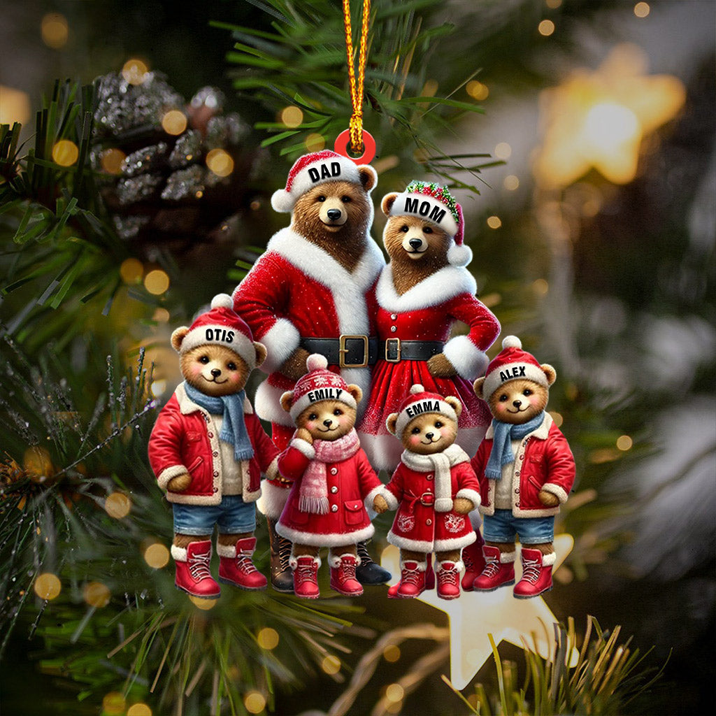 Bear Family Home Decor Christmas Ornament, Personalized Ornament