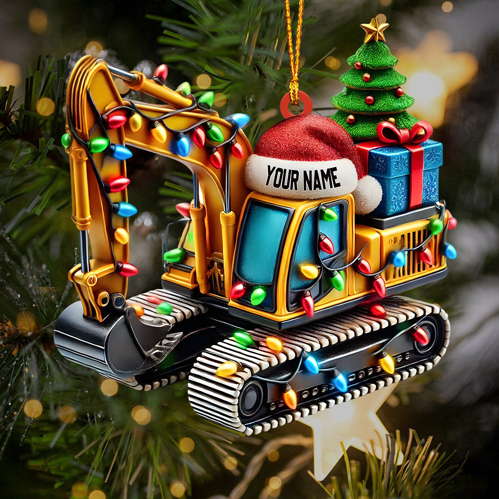 Excavator Decor Christmas Ornament, Personalized Ornament