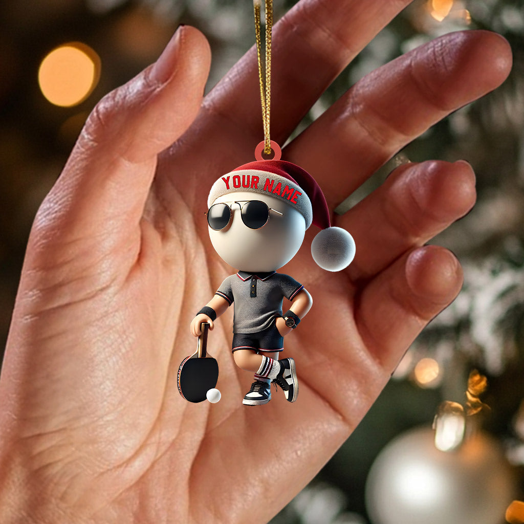 Ping Pong Player Decor Christmas Ornament, Personalized Ornament