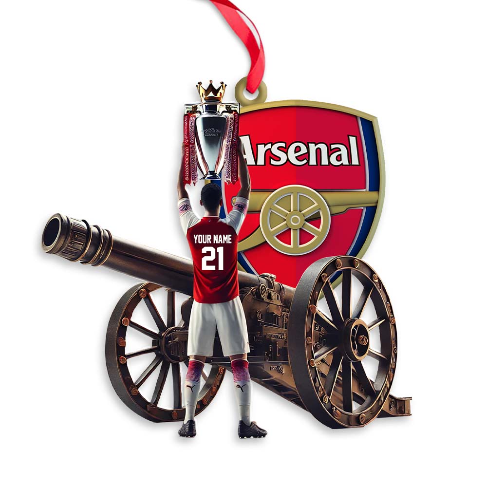 Custom Name Arsenal Ornament, Christmas Gift for Football Lover