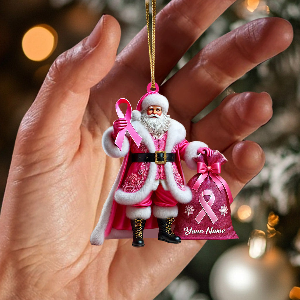 Pink Santa Home Decor Christmas Ornament, Personalized Ornament
