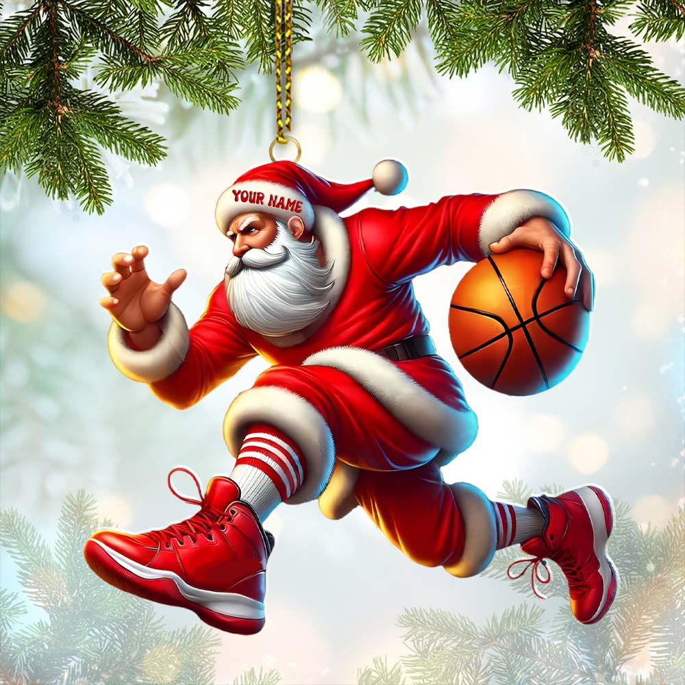 Basketball Santa Christmas, Home Decor, Christmas Ornament, Personalized Ornament