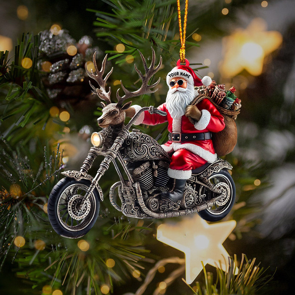 Moto Santa Home Decor Christmas Ornament, Personalized Ornament