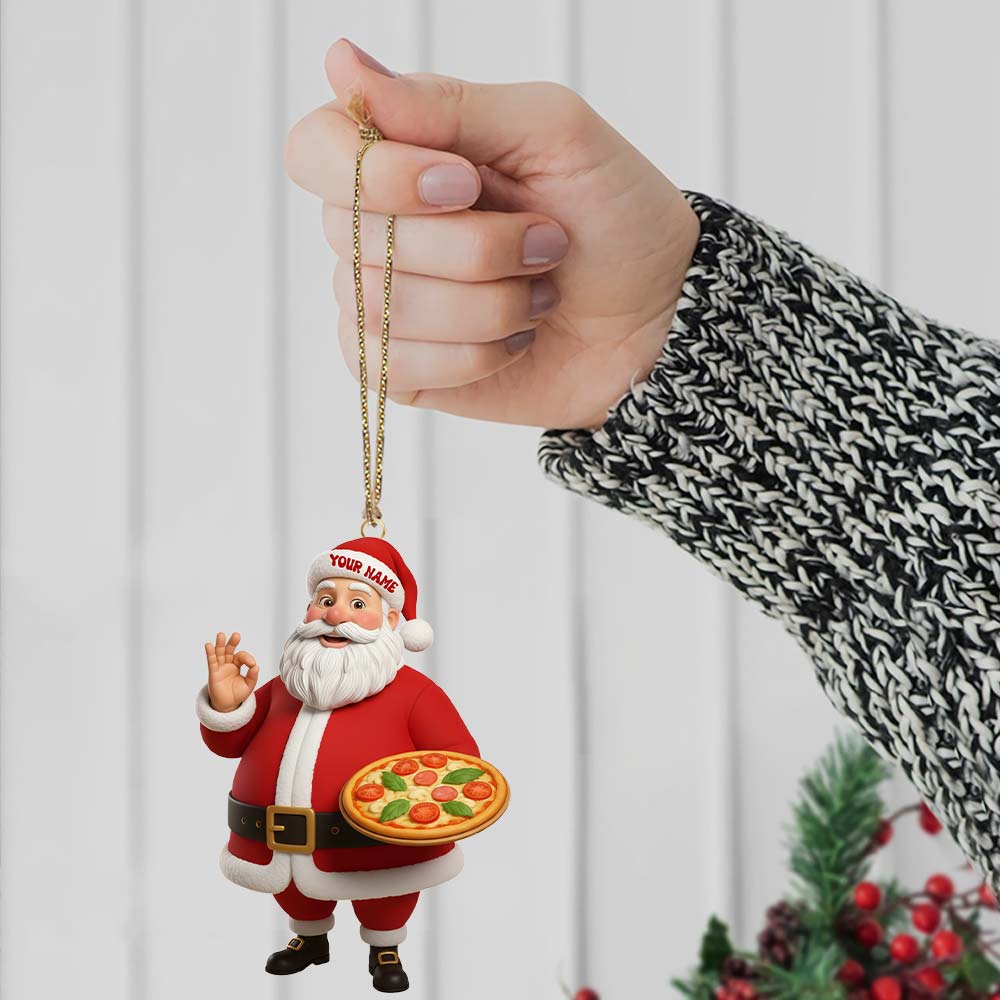 Pizza Chef Santa, Home Decor, Christmas Ornament, Personalized Ornament