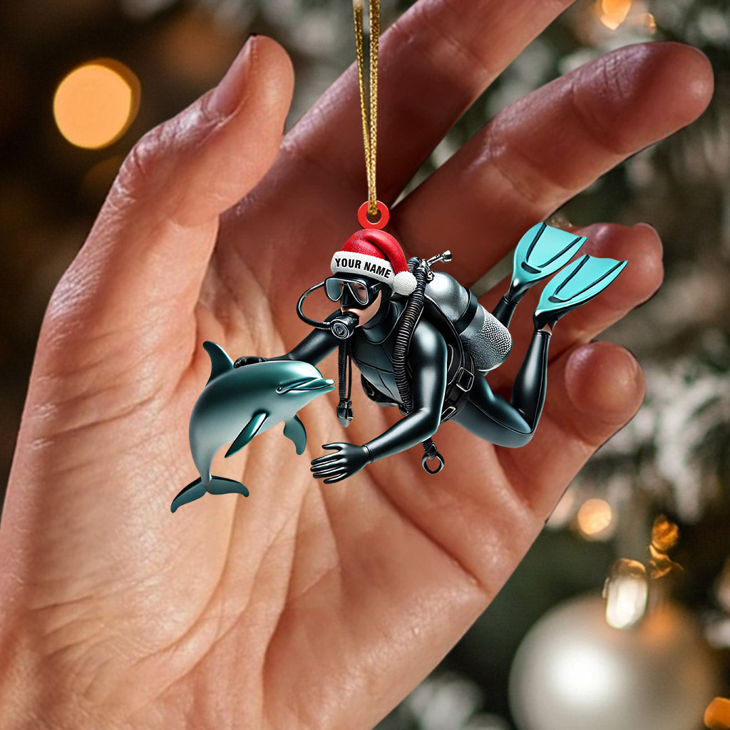 Santa Diver Home Decor Christmas Ornament, Personalized Ornament