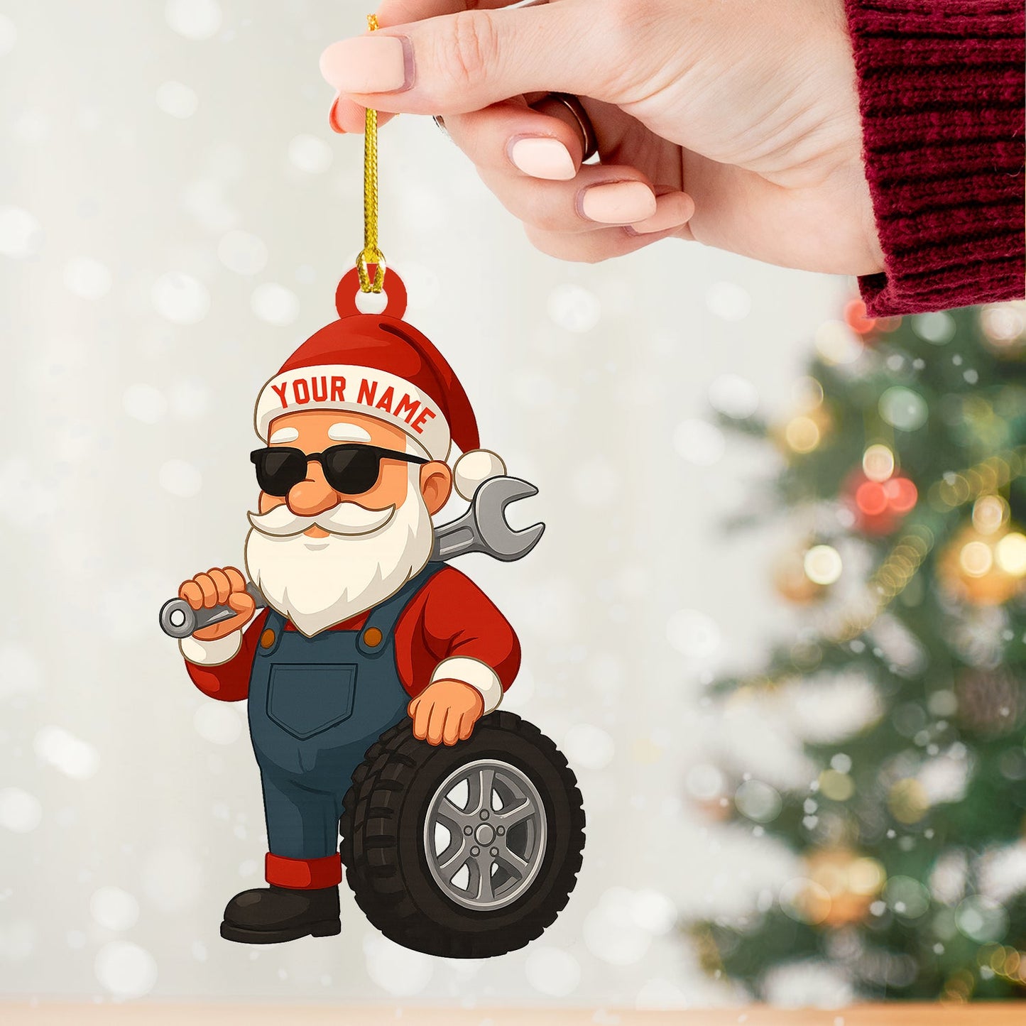 Santa Mechanic Christmas, Home Decor, Christmas Ornament, Personalized Ornament