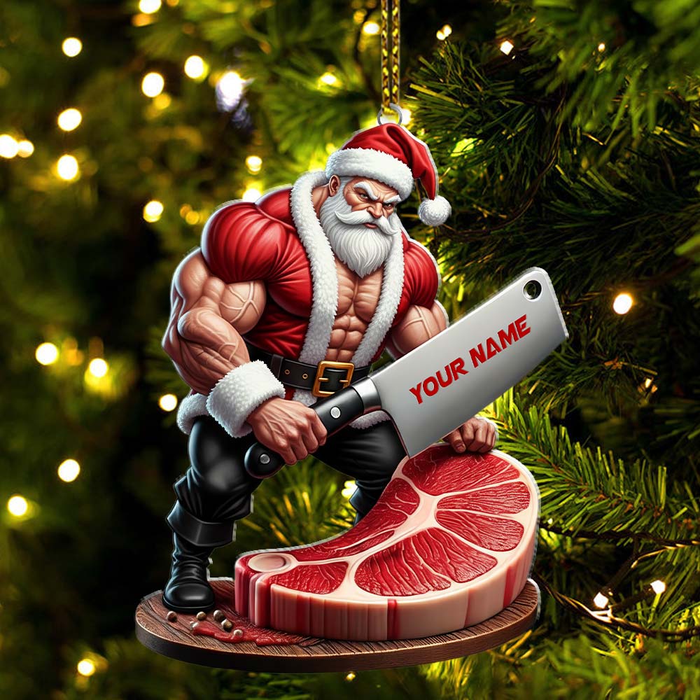Christmas Butcher Santa Home Decor, Christmas Ornament, Personalized Ornament