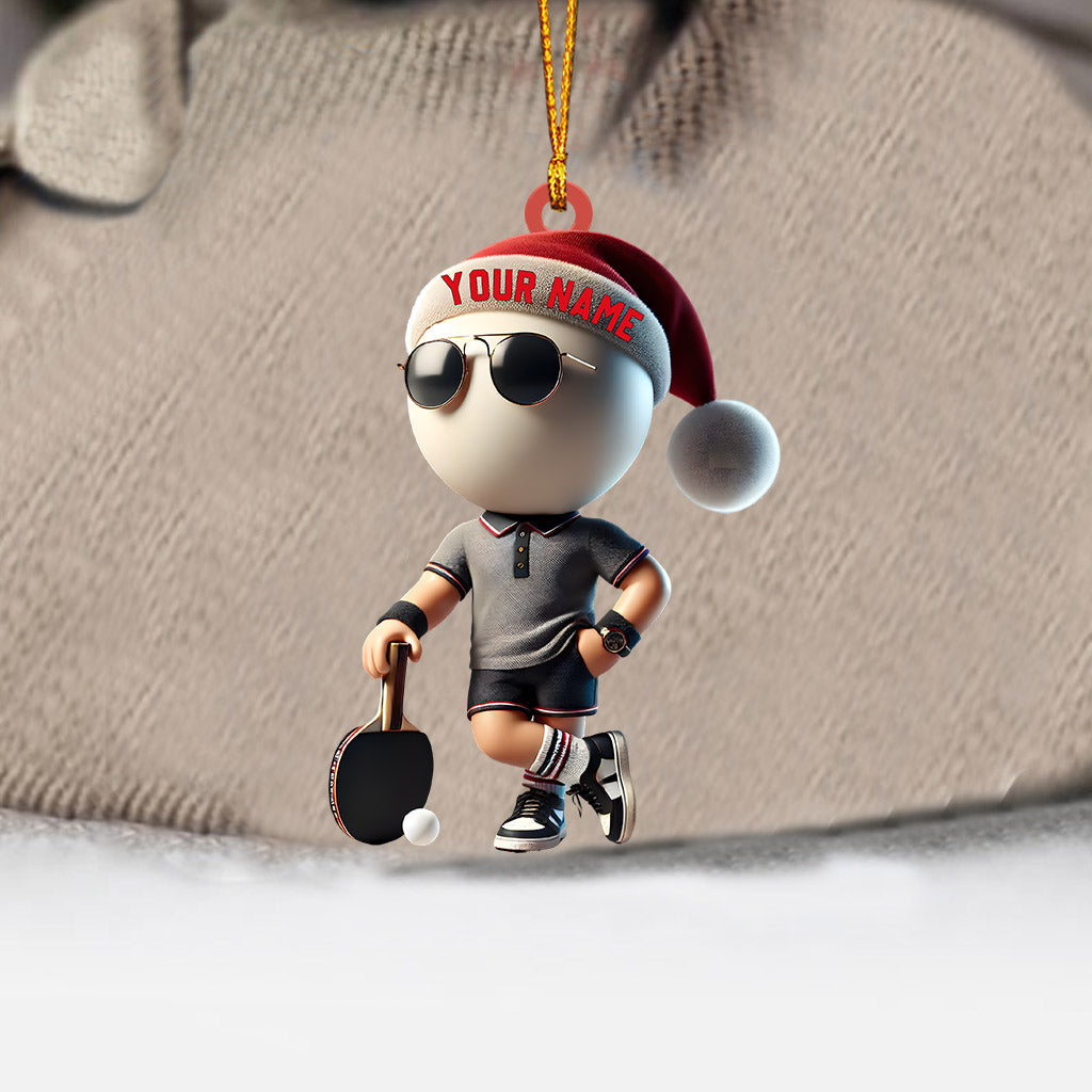 Ping Pong Player Decor Christmas Ornament, Personalized Ornament