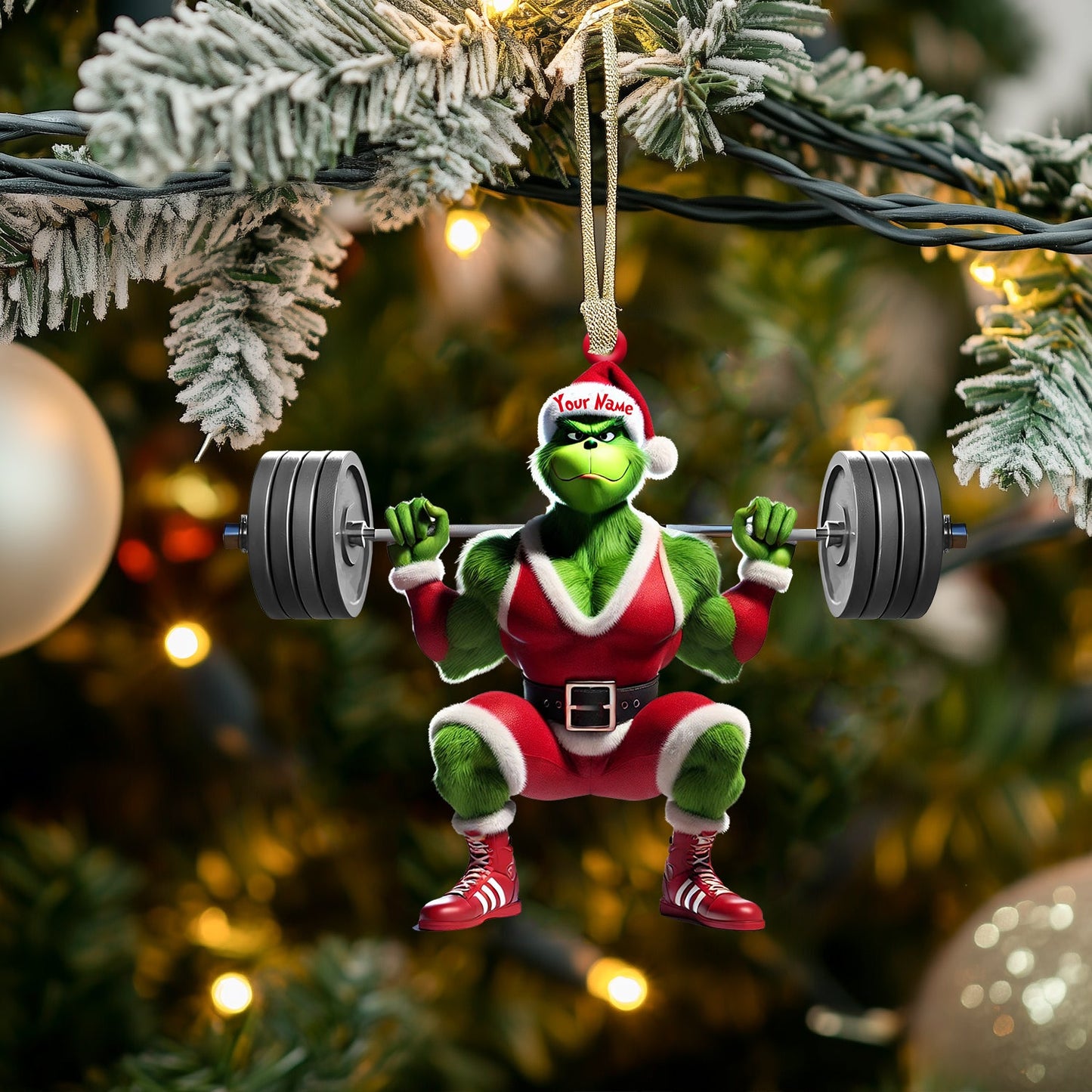 ELF Weightlifting Christmas Ornament, Personalized Ornament
