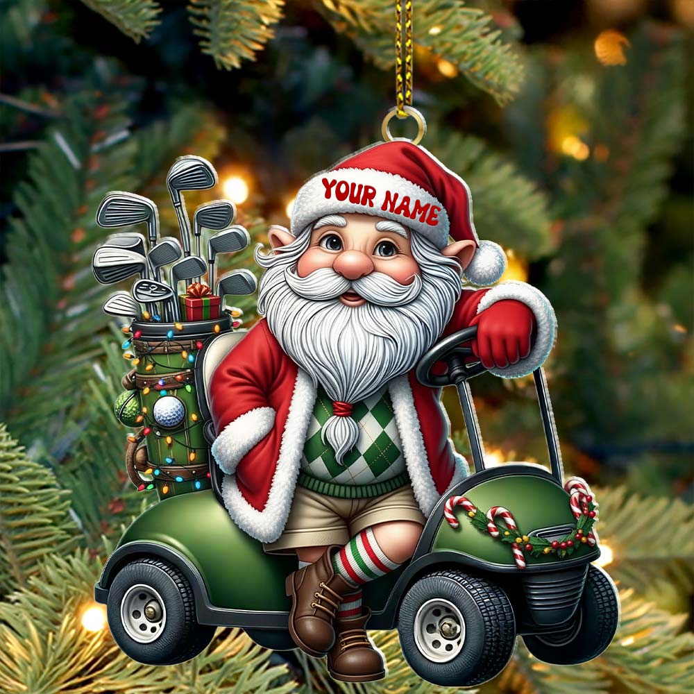 Santa Golf Car, Home Decor, Christmas Ornament, Personalized Ornament