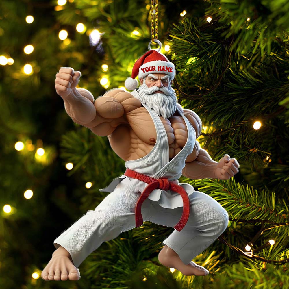 Karate Santa, Home Decor, Christmas Ornament, Personalized Ornament