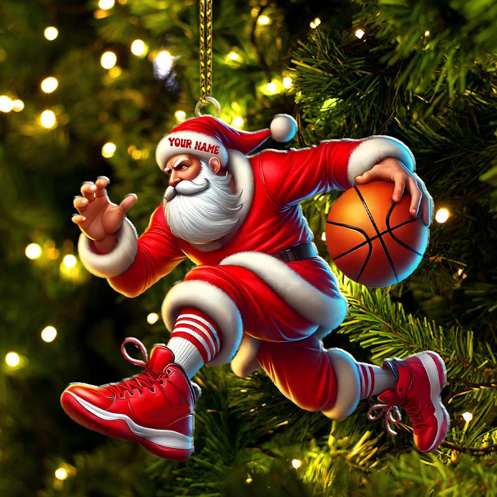 Basketball Santa Christmas, Home Decor, Christmas Ornament, Personalized Ornament
