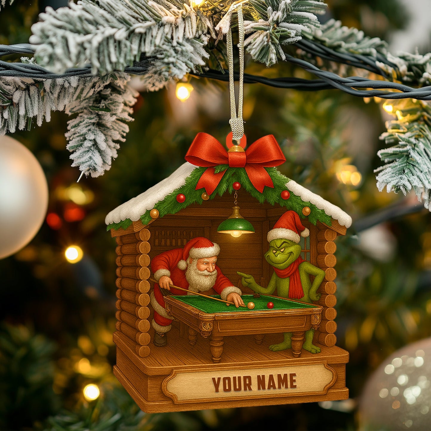 Billiard Santa, Home Decor, Christmas Ornament, Personalized Ornament