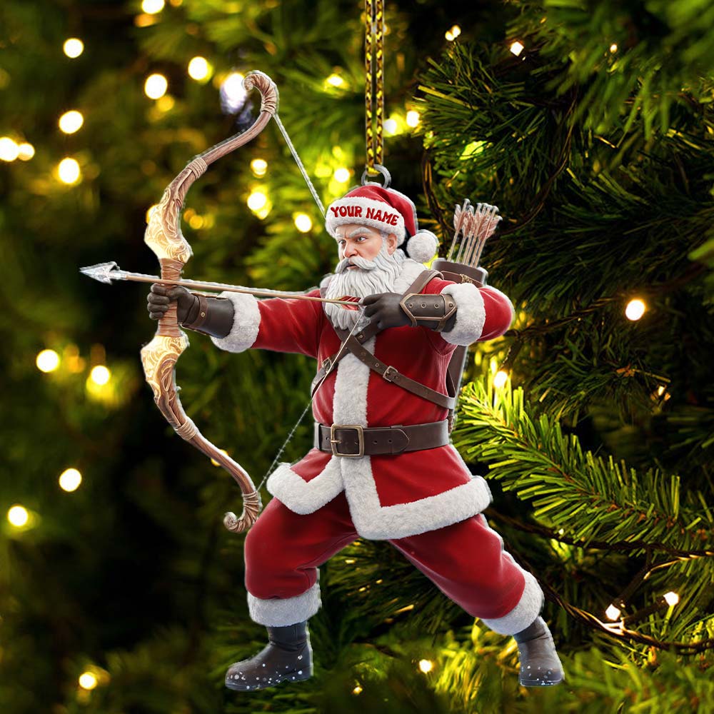 Christmas Archery Santa Home Decor, Christmas Ornament, Personalized Ornament