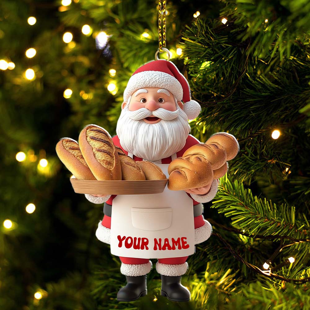Santa Making Bread, Home Decor, Christmas Ornament, Personalized Ornament