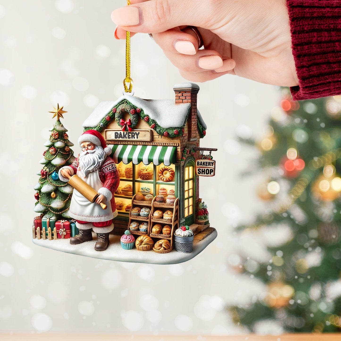 Santa Shop Home Decor Christmas Ornament, Personalized Ornament