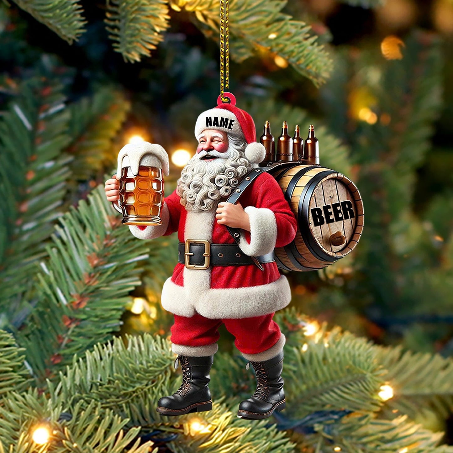 Santa Beer, Home Decor, Christmas Ornament, Personalized Ornament