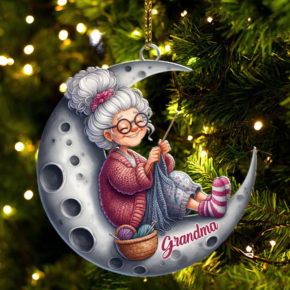 Knitting Woman, Home Decor, Christmas Ornament, Personalized Ornament
