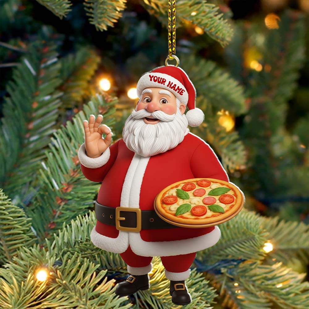 Pizza Chef Santa, Home Decor, Christmas Ornament, Personalized Ornament