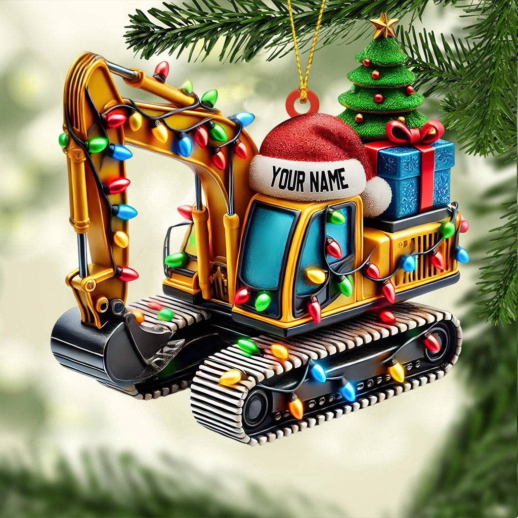 Excavator Decor Christmas Ornament, Personalized Ornament