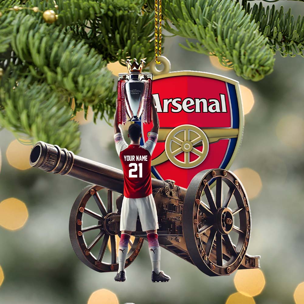 Custom Name Arsenal Ornament, Christmas Gift for Football Lover