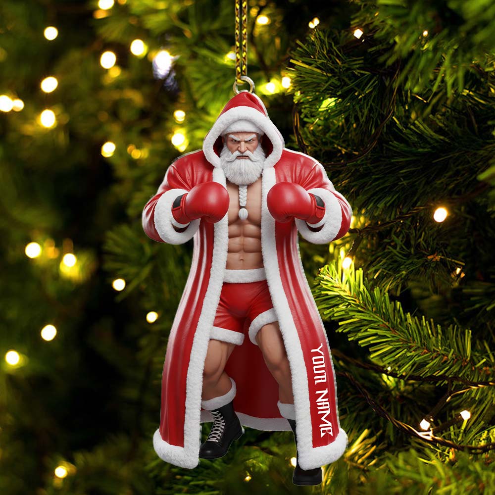 Boxing Santa, Home Decor, Christmas Ornament, Personalized Ornament