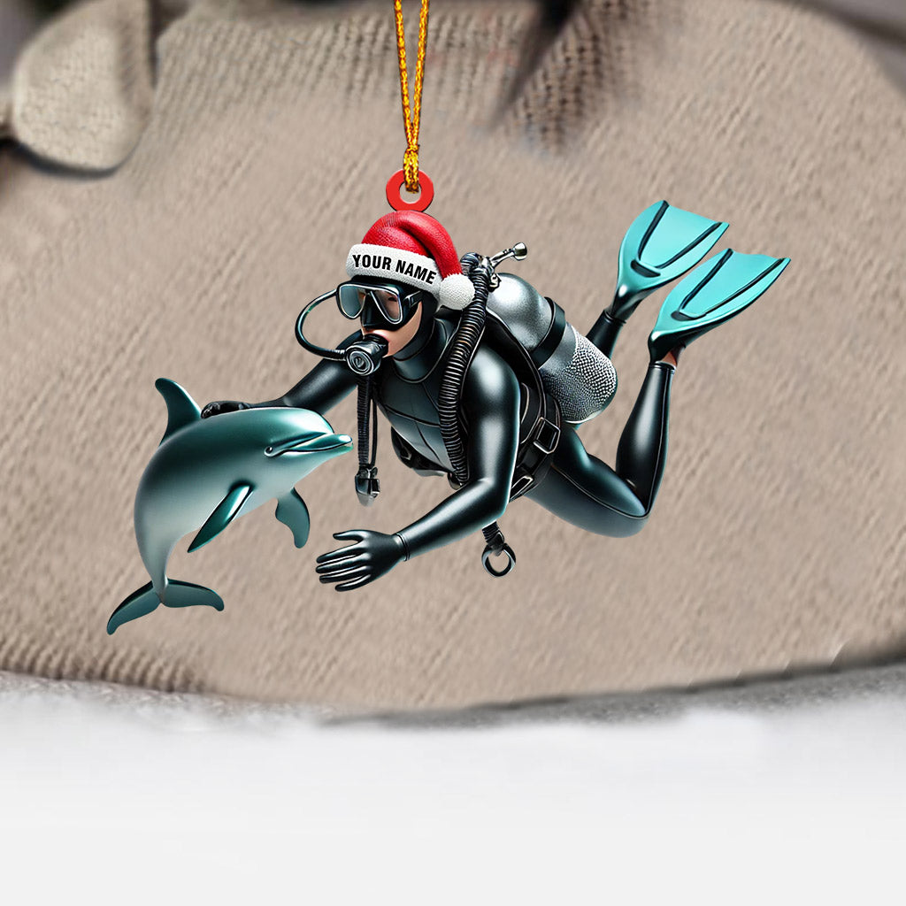 Santa Diver Home Decor Christmas Ornament, Personalized Ornament