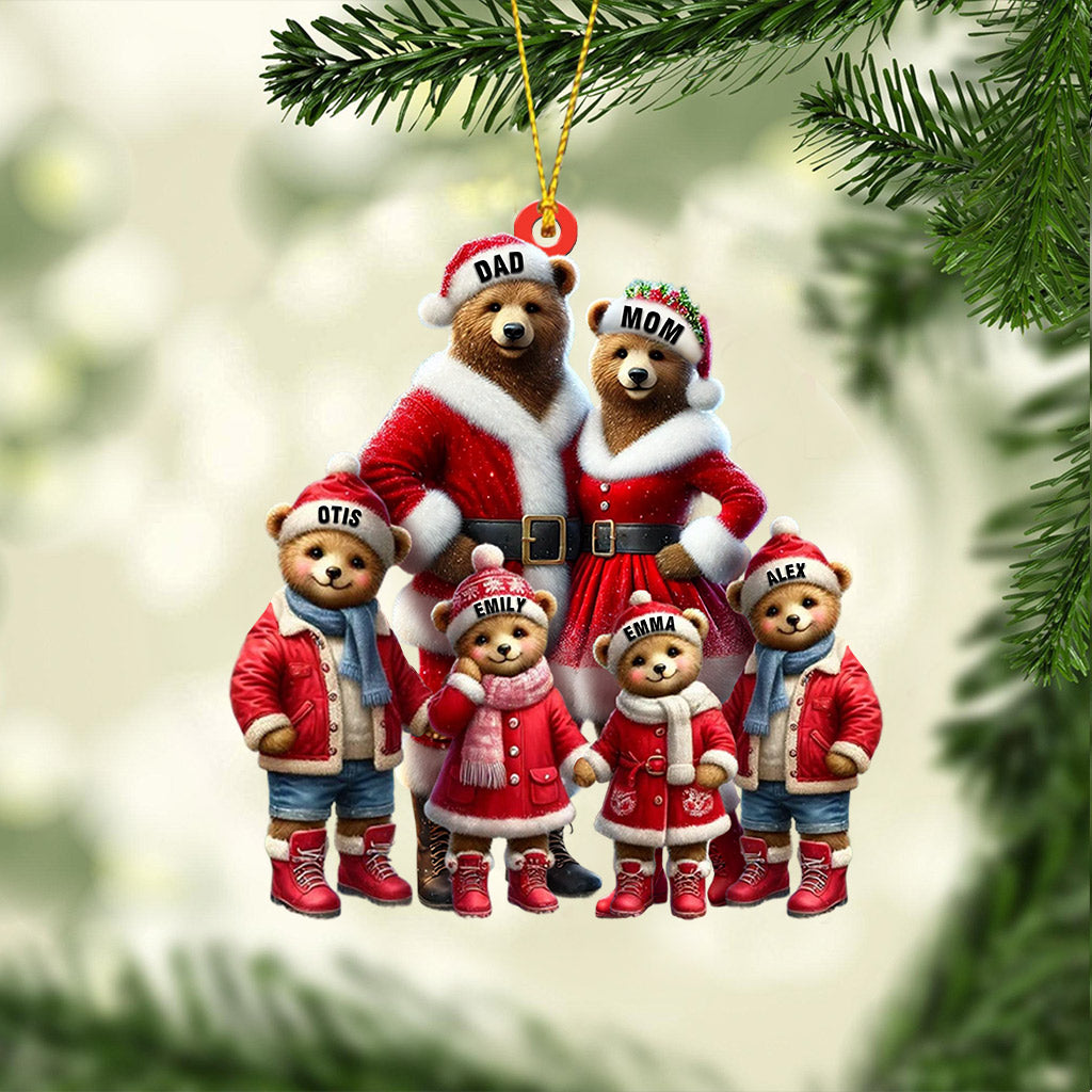 Bear Family Home Decor Christmas Ornament, Personalized Ornament