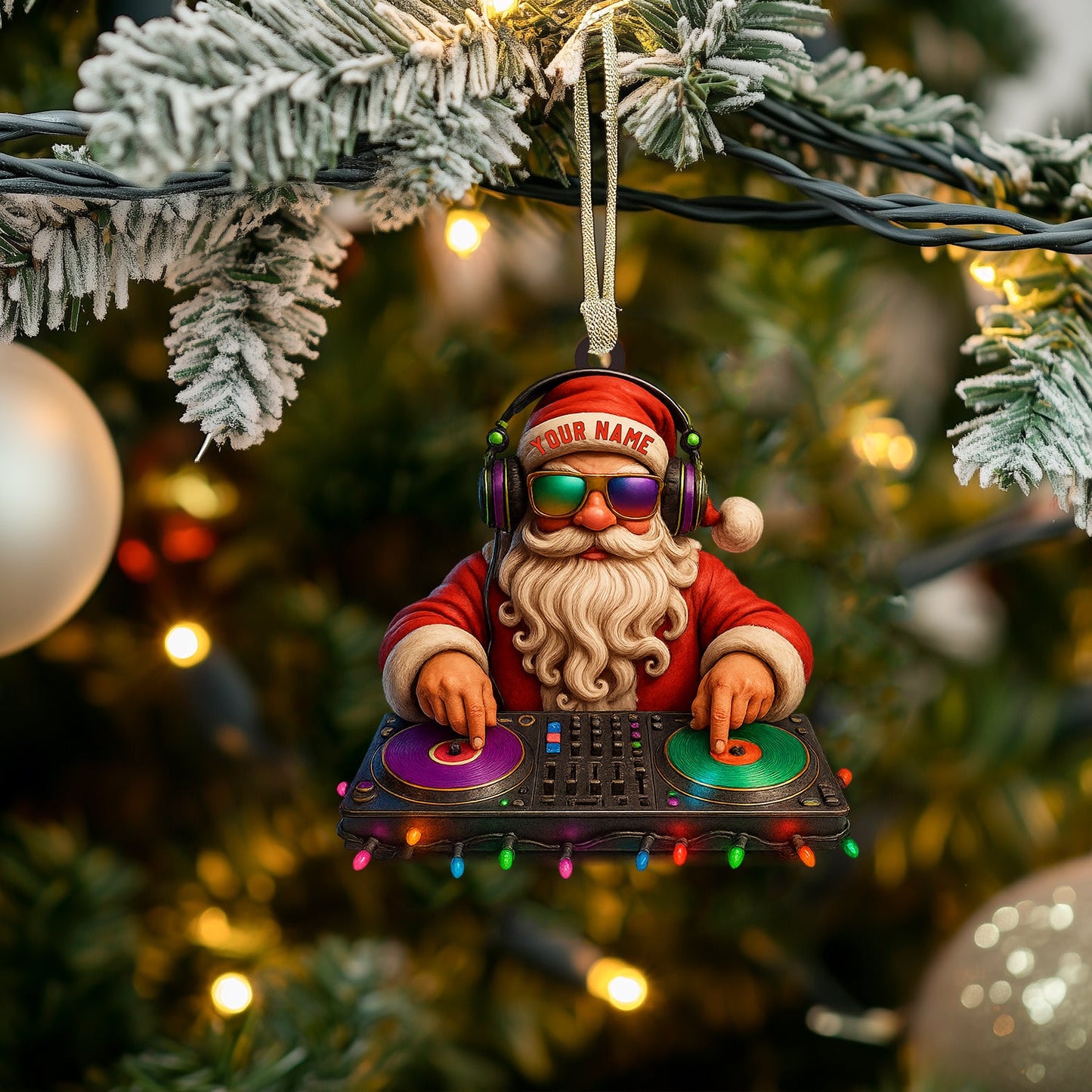 Santa DJ Christmas, Home Decor, Christmas Ornament, Personalized Ornament