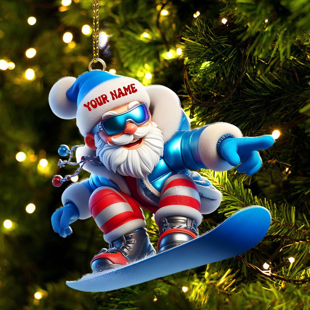 Santa Skiing, Home Decor, Christmas Ornament, Personalized Ornament