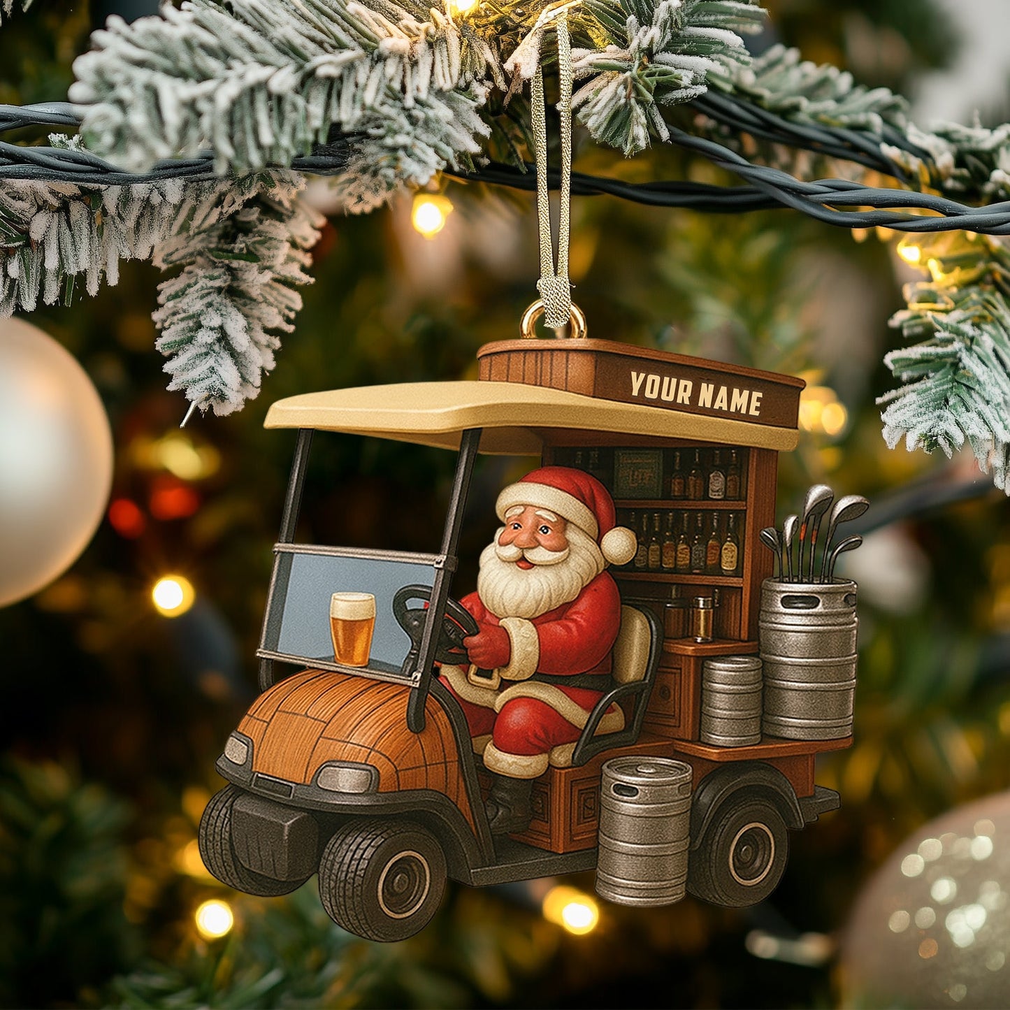 Golf Santa, Home Decor, Christmas Ornament, Personalized Ornament