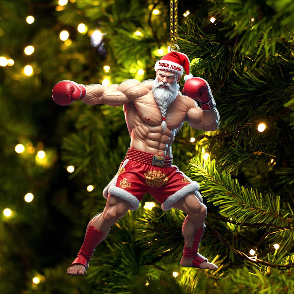 Muay Thai Santa, Home Decor, Christmas Ornament, Personalized Ornament