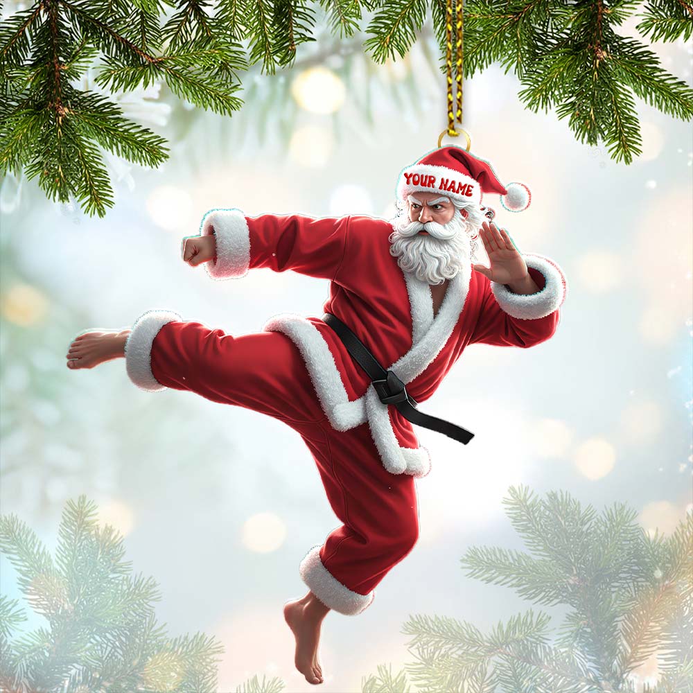 Karate Santa, Home Decor, Christmas Ornament, Personalized Ornament