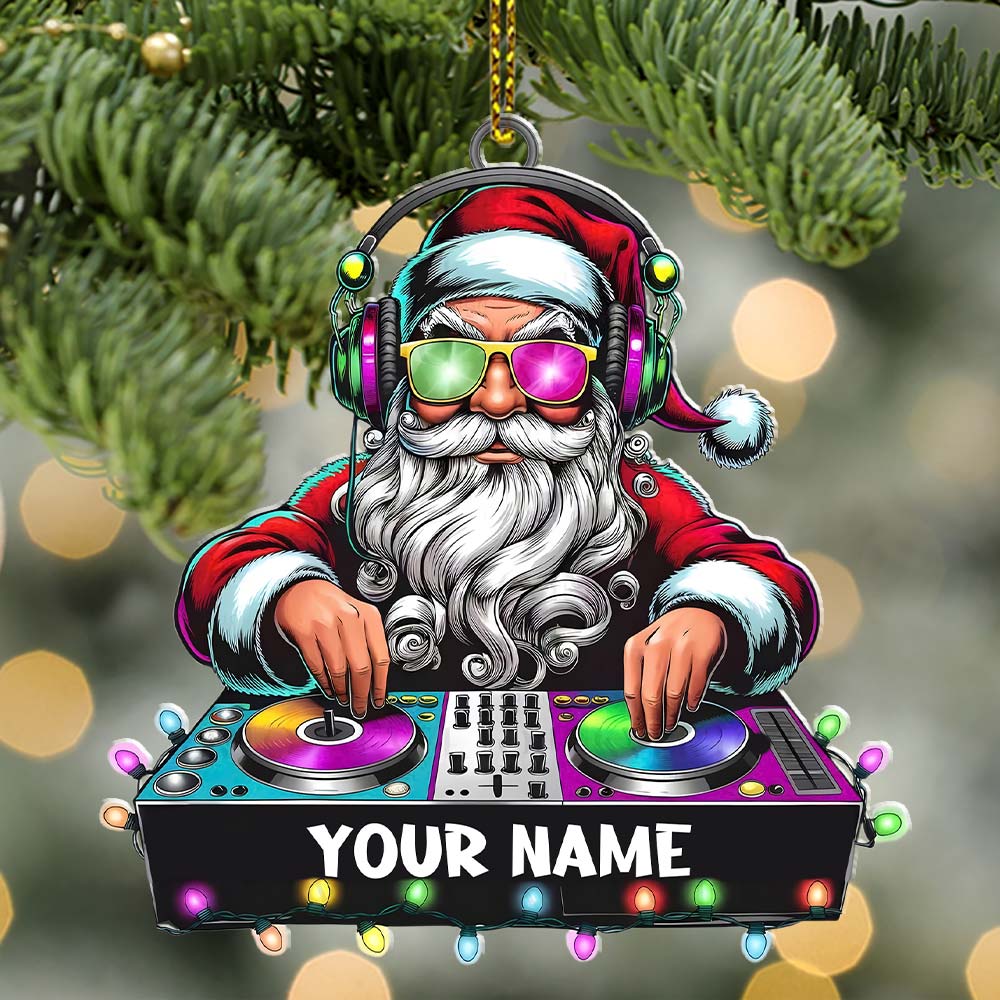 DJ Santa Ornament, Personalized Ornament