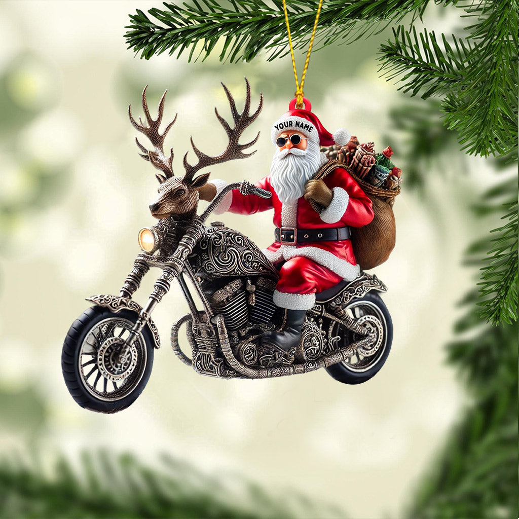 Moto Santa Home Decor Christmas Ornament, Personalized Ornament