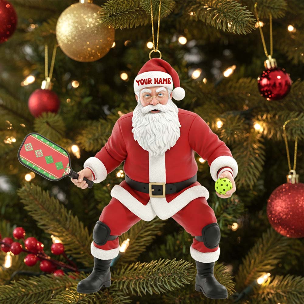 Pickle Ball Santa, Home Decor, Christmas Ornament, Personalized Ornament