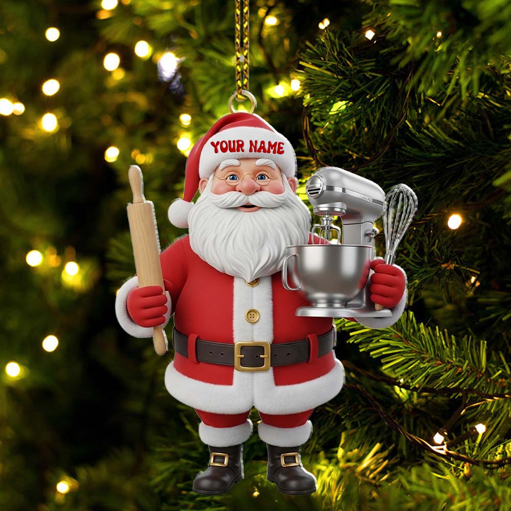 Santa Chef, Home Decor, Christmas Ornament, Personalized Ornament