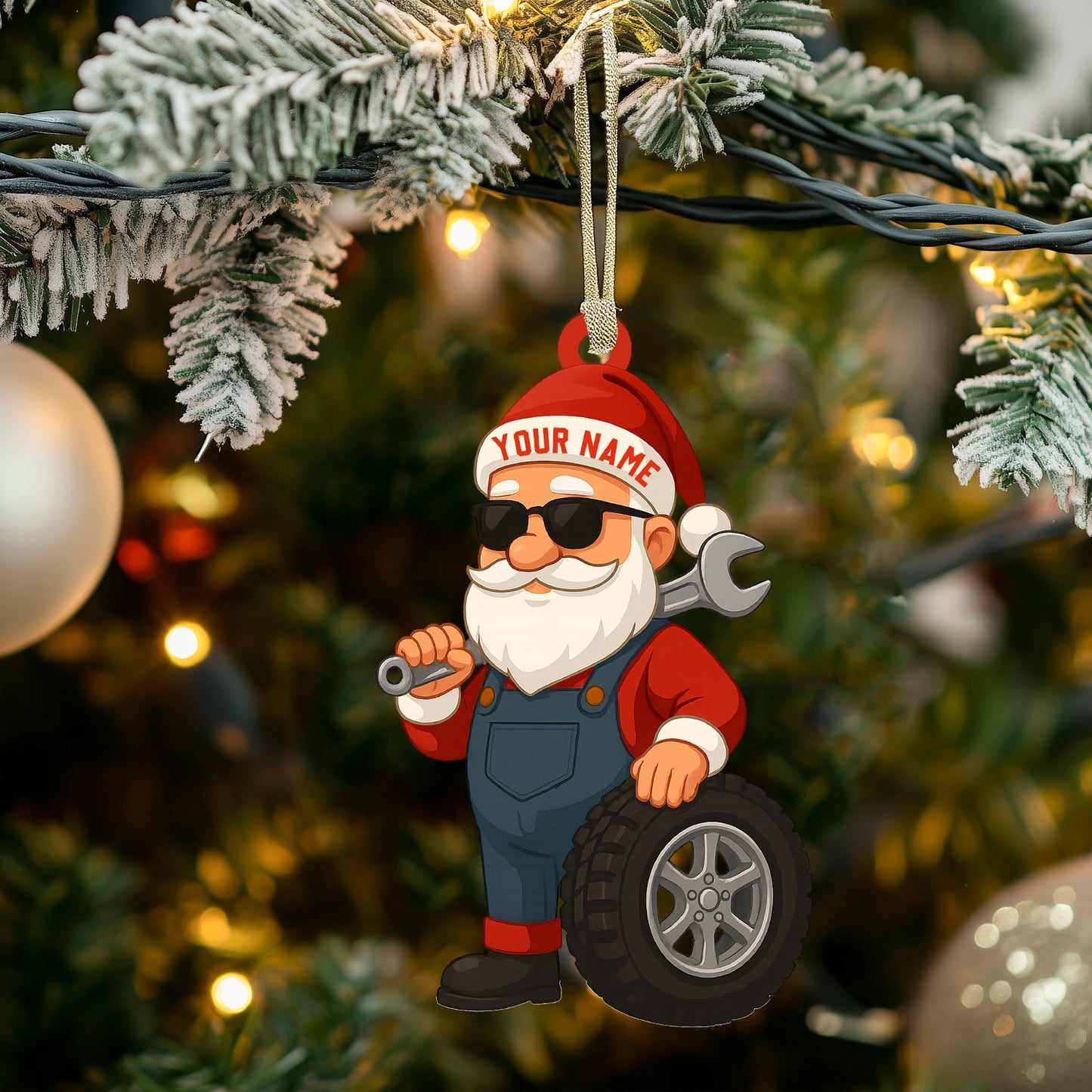 Santa Mechanic Christmas, Home Decor, Christmas Ornament, Personalized Ornament