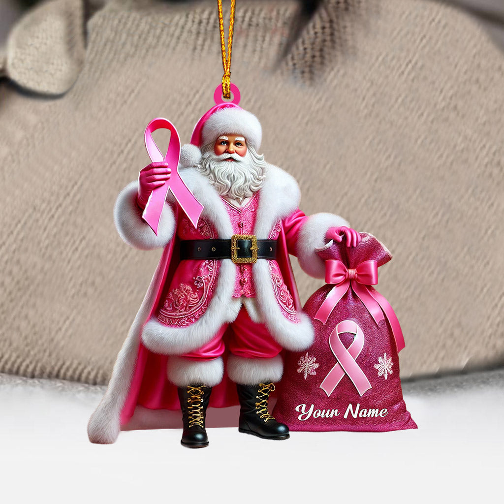 Pink Santa Home Decor Christmas Ornament, Personalized Ornament