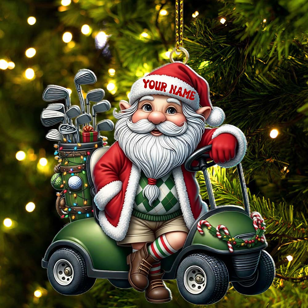 Santa Golf Car, Home Decor, Christmas Ornament, Personalized Ornament
