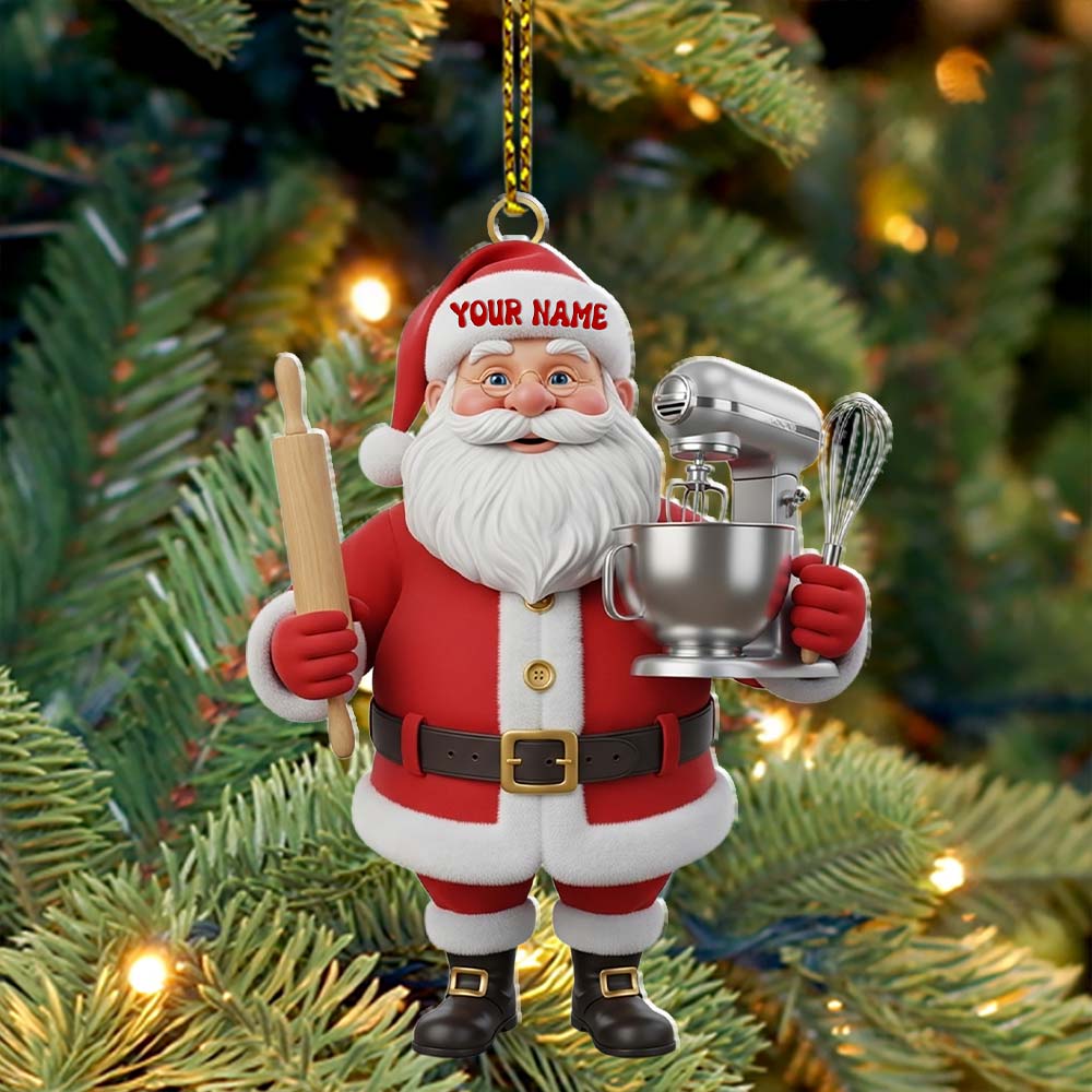 Santa Chef, Home Decor, Christmas Ornament, Personalized Ornament