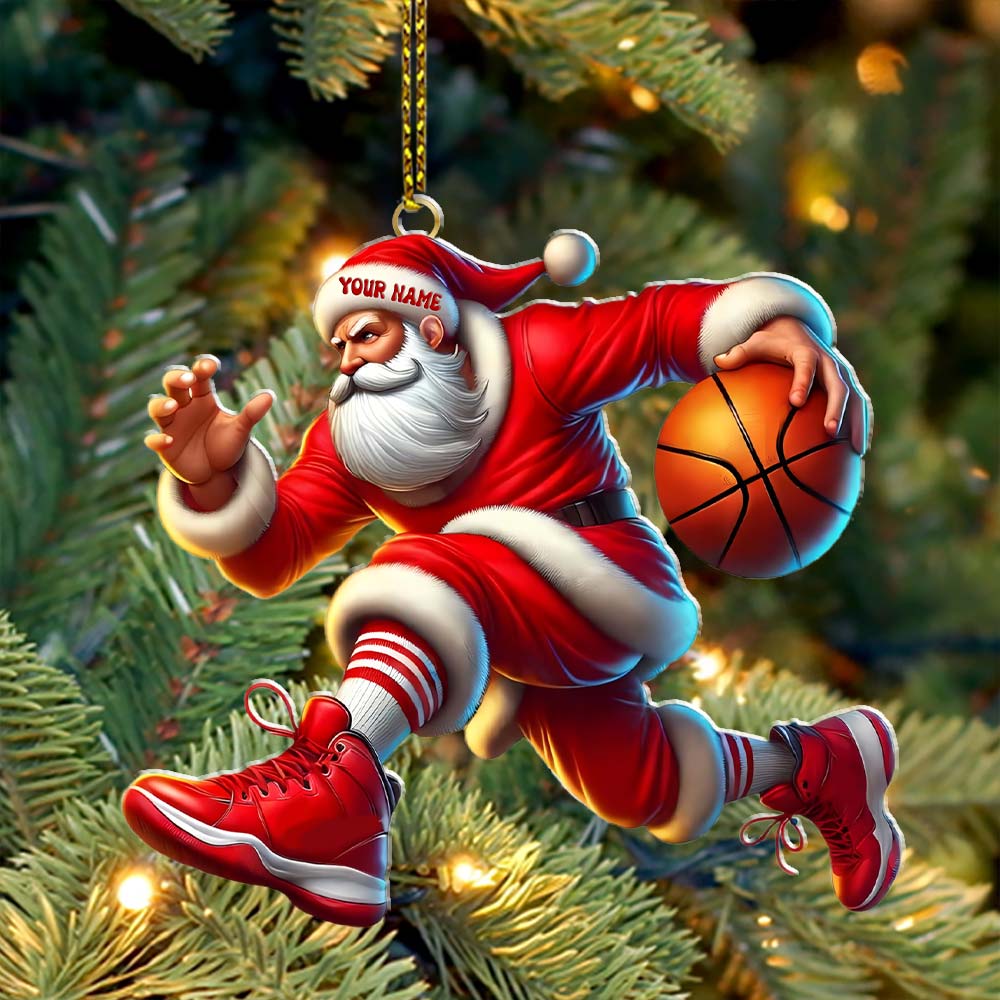 Basketball Santa Christmas, Home Decor, Christmas Ornament, Personalized Ornament