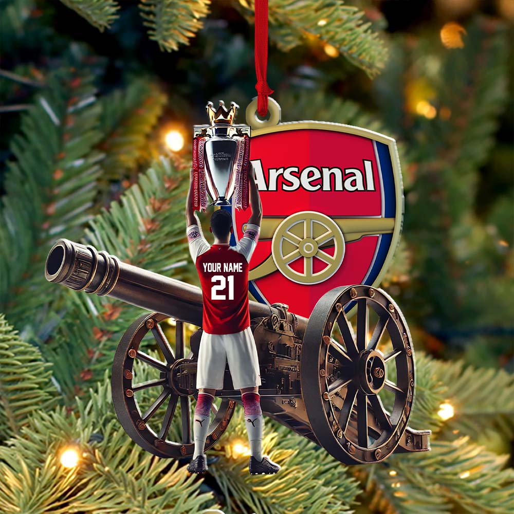 Custom Name Arsenal Ornament, Christmas Gift for Football Lover