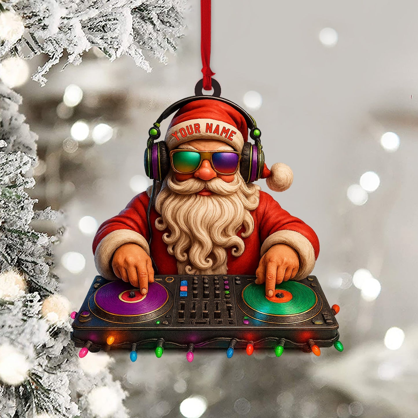Santa DJ Christmas, Home Decor, Christmas Ornament, Personalized Ornament