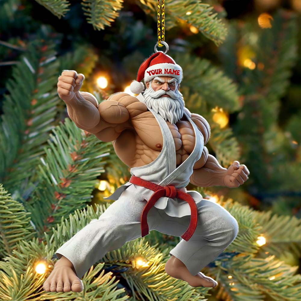 Karate Santa, Home Decor, Christmas Ornament, Personalized Ornament