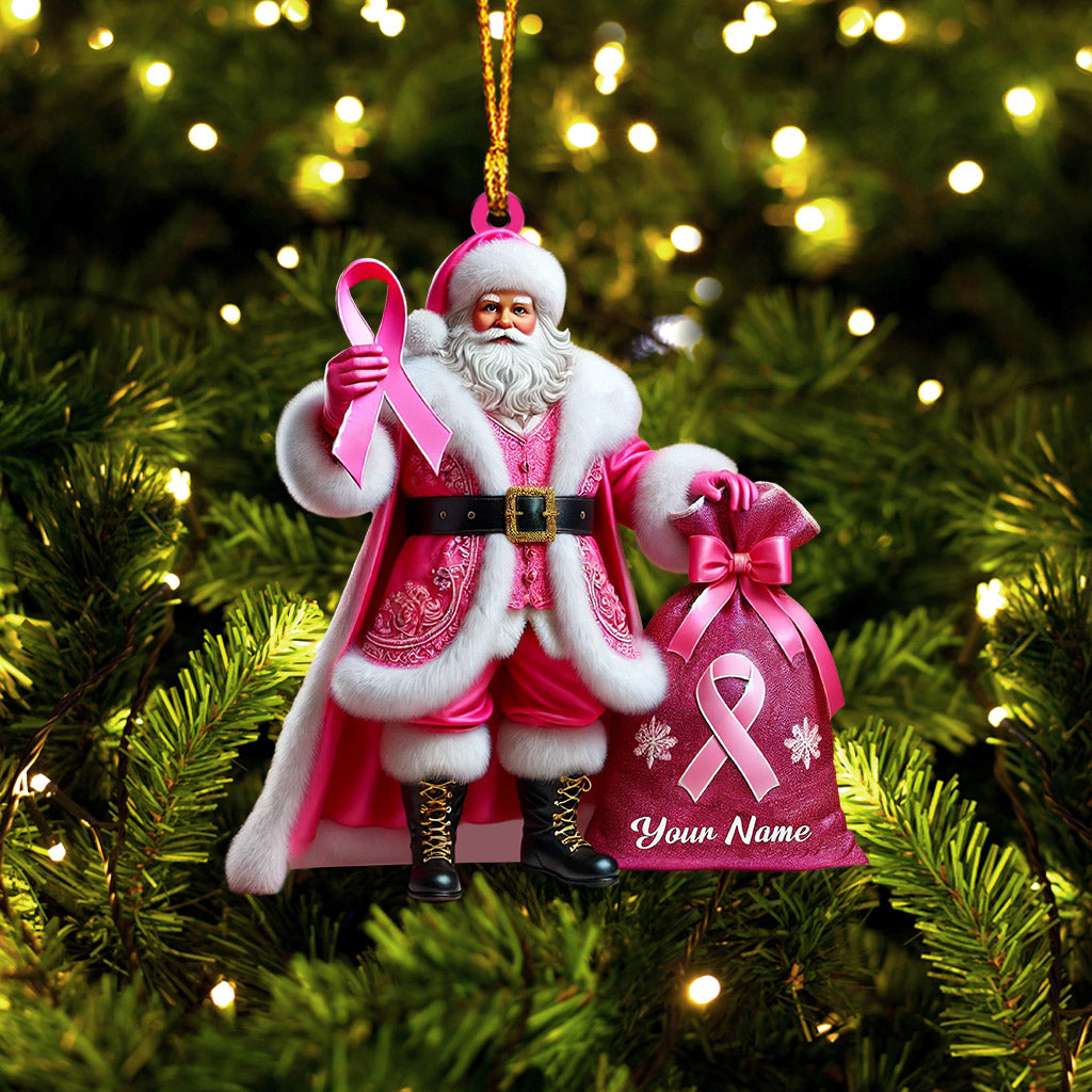 Pink Santa Home Decor Christmas Ornament, Personalized Ornament