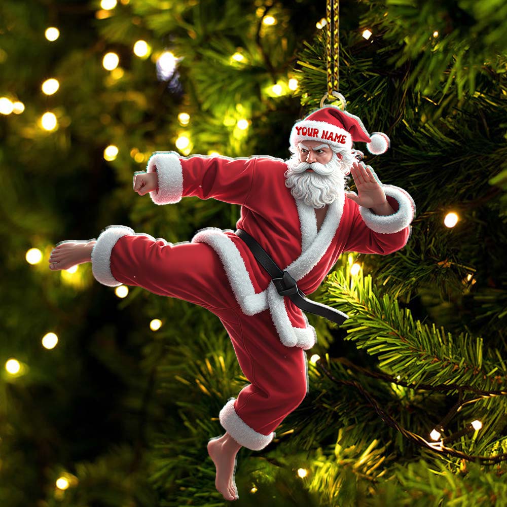 Karate Santa, Home Decor, Christmas Ornament, Personalized Ornament