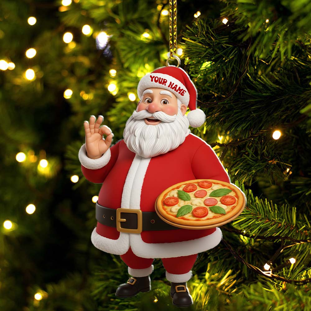 Pizza Chef Santa, Home Decor, Christmas Ornament, Personalized Ornament